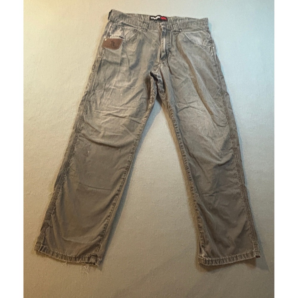 Wrangler Riggs Workwear Mens 34x30 Grey Ripstop Carpenter Pants Work Distressed